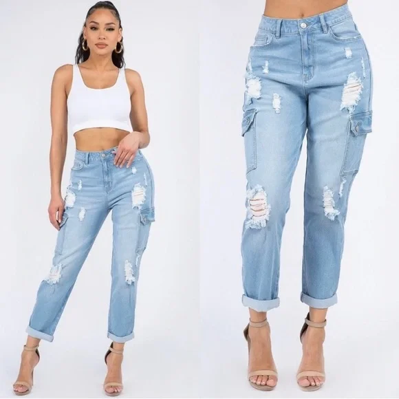 NWT High waist cargo jeans - Picture 1 of 7